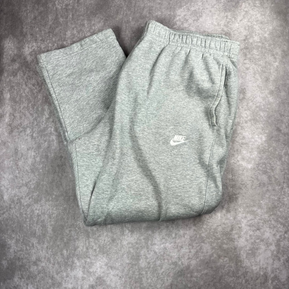 Nike Mens XXL Grey Heather Club Fleece Straight Leg Open Hem Sweatpants